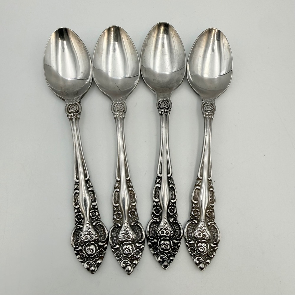 Lifetime Cutlery Teaspoons Stainless Japan Grande Tradition Ornate Set of 4